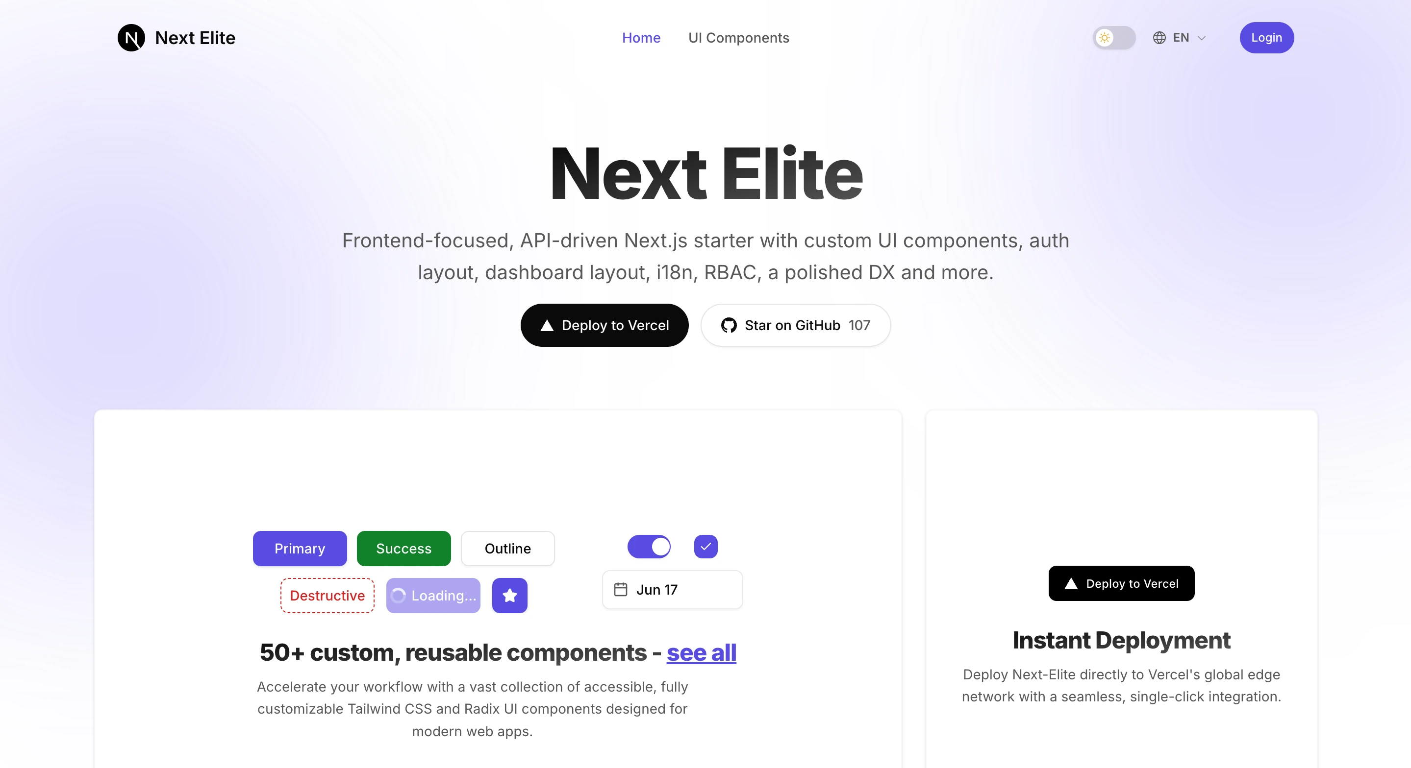 Next-Elite open-source Next.js starter