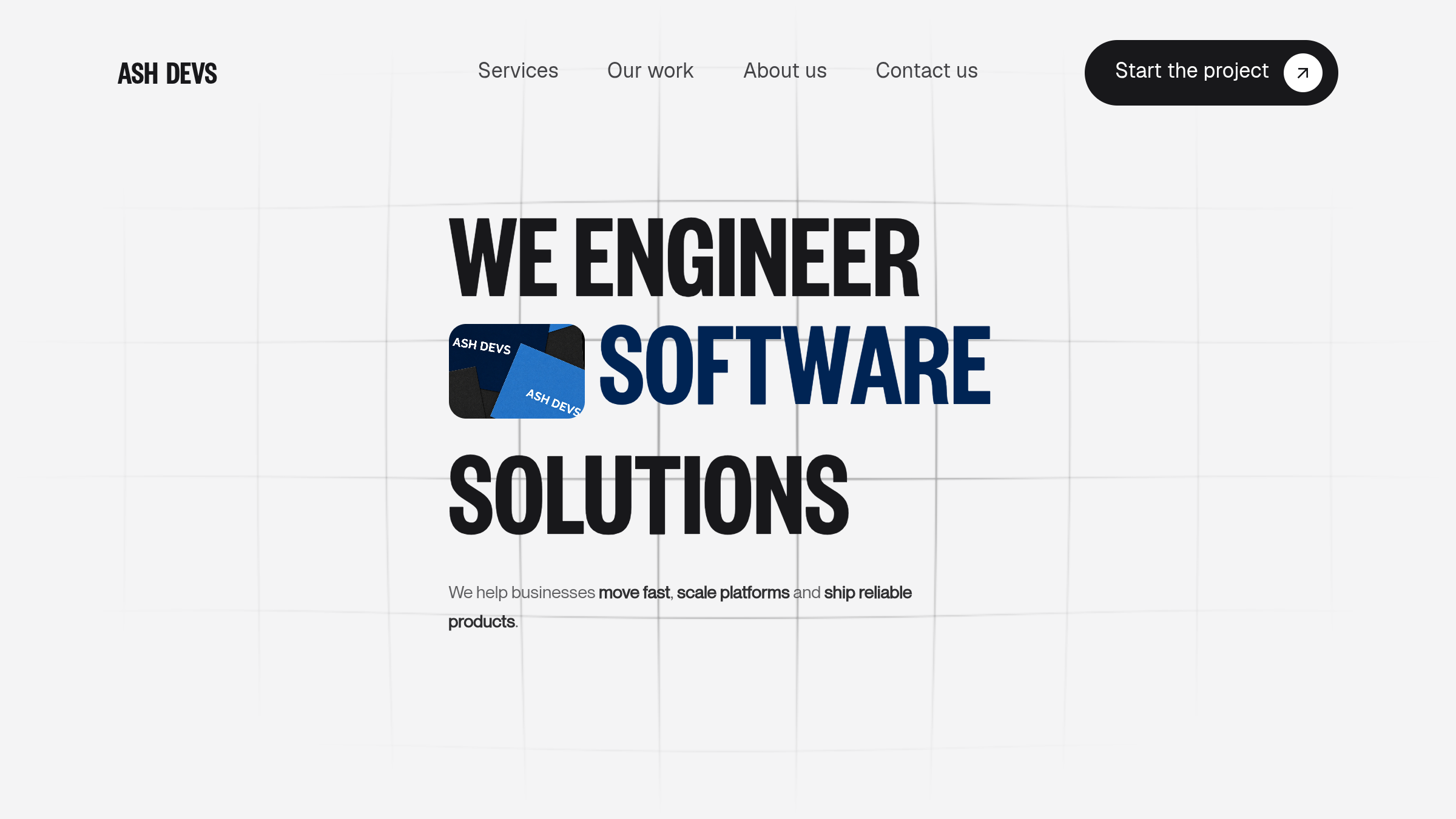 ASH Devs agency website homepage