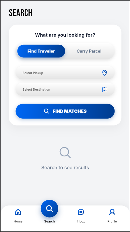 ASH Parcel mobile application parcel screen