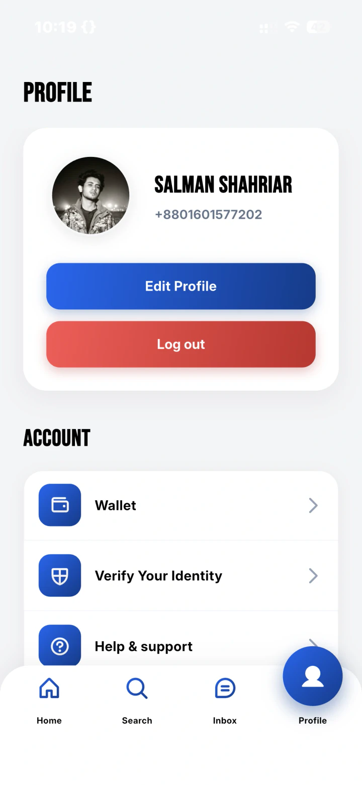 ASH Parcel mobile application tracking screen
