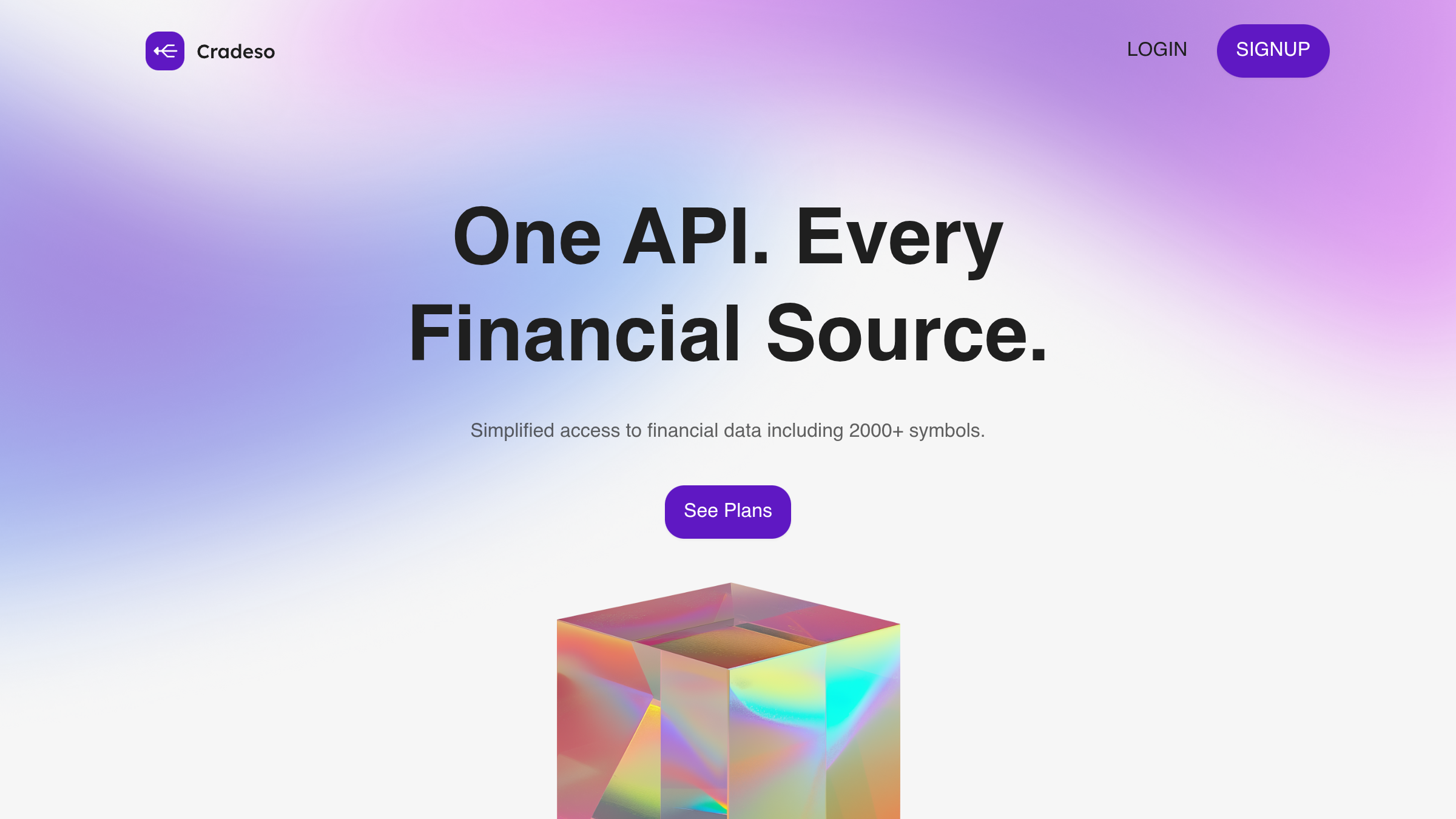Cradeso financial data platform homepage