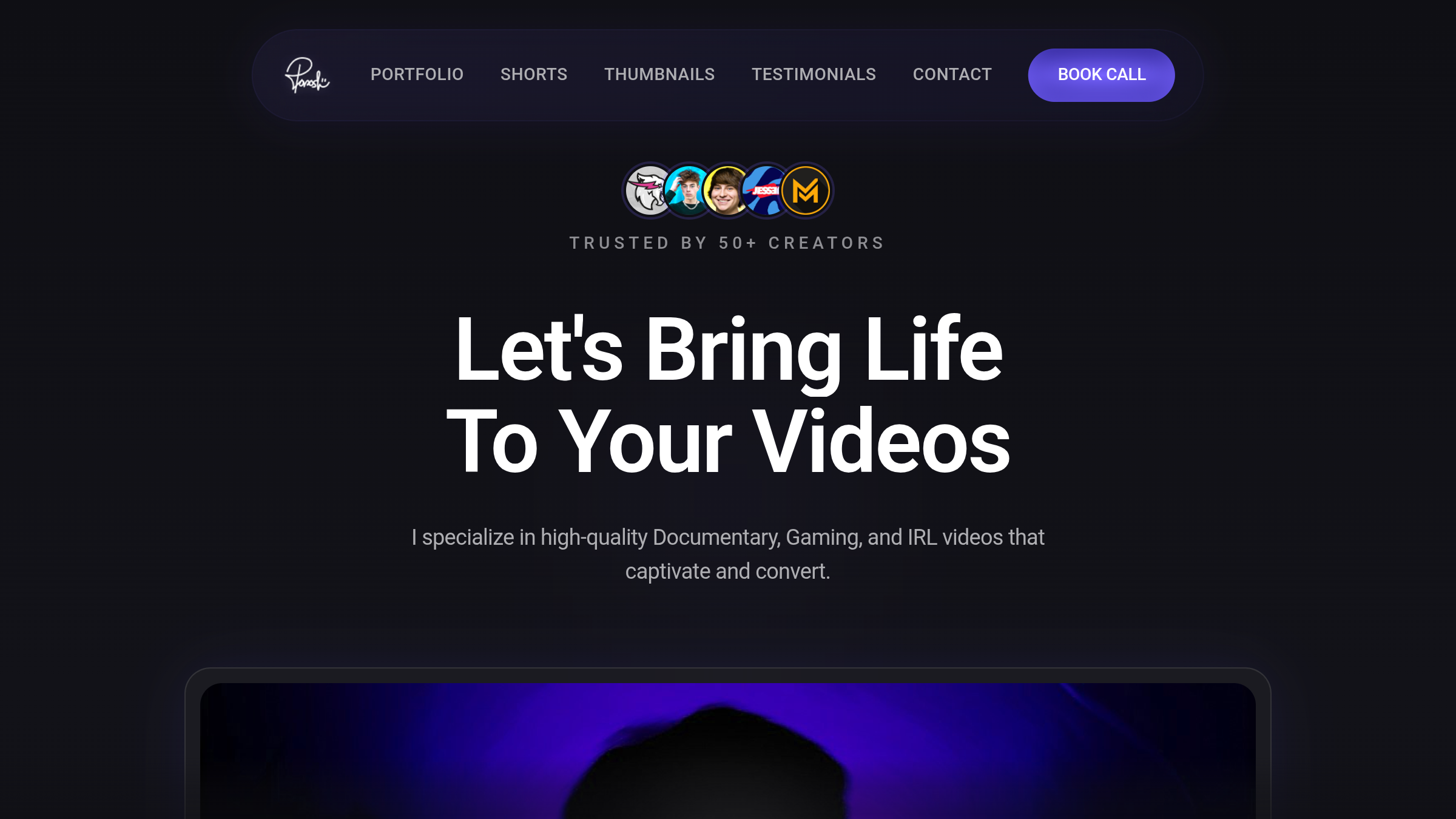 Edit By Porosh video editing portfolio homepage