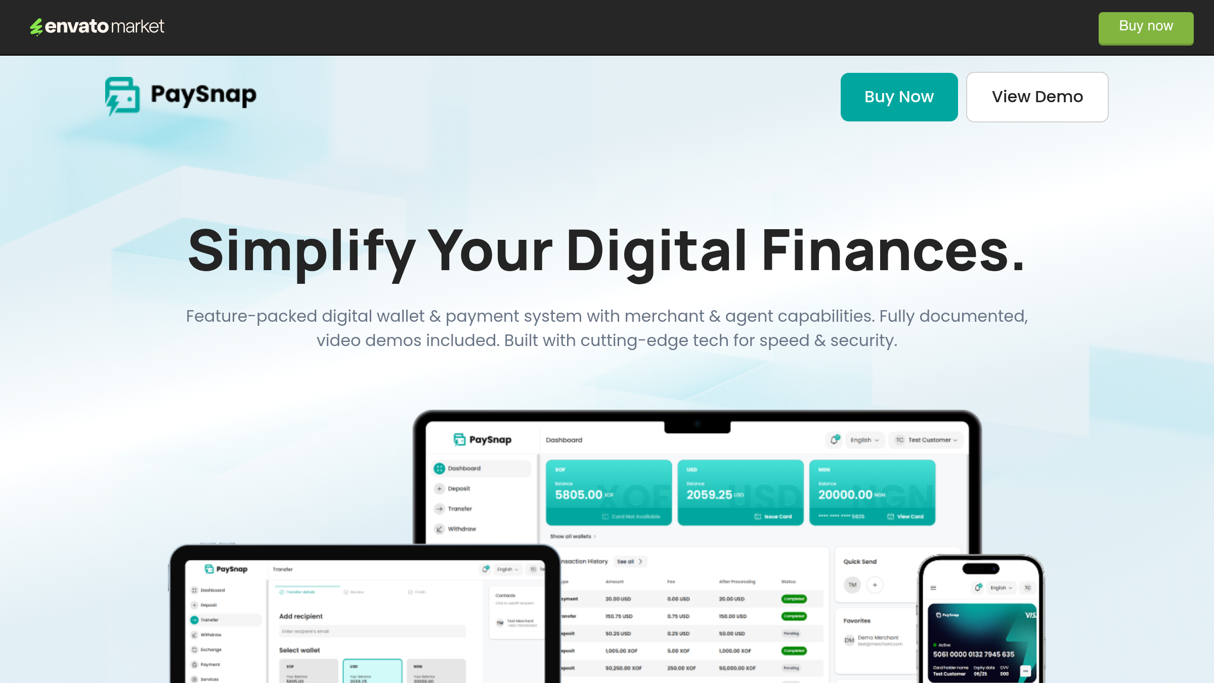 PaySnap digital wallet and payment platform